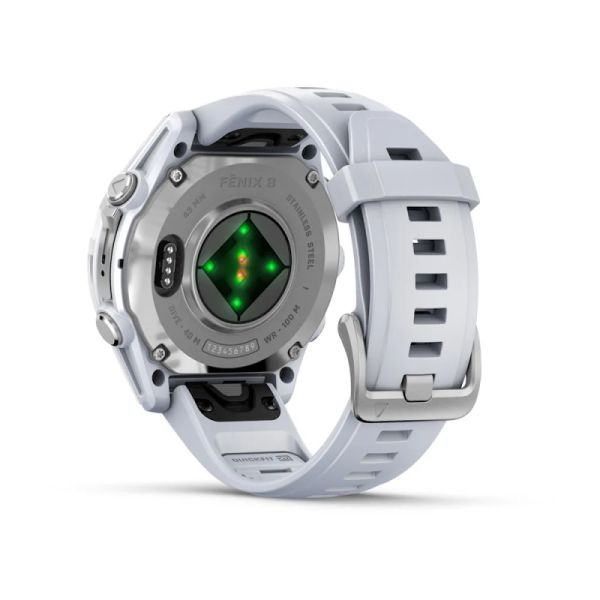 Garmin Fenix 8 43mm AMOLED Silver with Whitestone Silicone Band (010-02903-00)