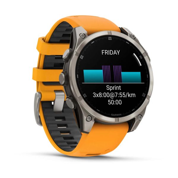 Garmin Fenix 8 47mm AMOLED Sapphire Titanium w. Spark Orange/Graphite Silicone Band (010-02904-10/11)