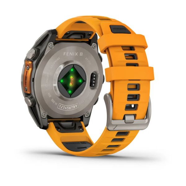 Garmin Fenix 8 47mm AMOLED Sapphire Titanium w. Spark Orange/Graphite Silicone Band (010-02904-10/11)
