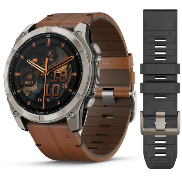 Garmin Fenix 8 51mm AMOLED Sapphire Carbon grey DLC w. Chestnut Leather Band (010-02905-40)