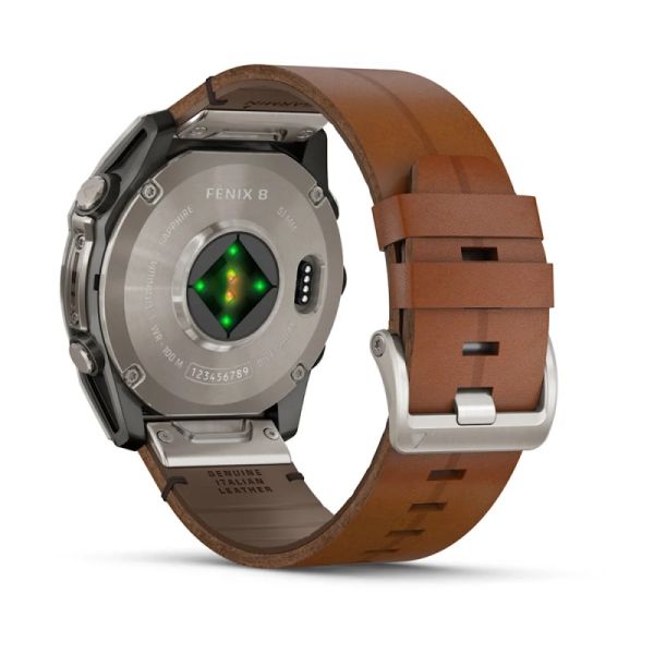 Garmin Fenix 8 51mm AMOLED Sapphire Carbon grey DLC w. Chestnut Leather Band (010-02905-40)