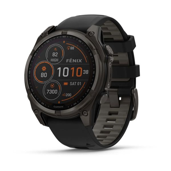 Garmin Fenix 8 47mm Solar Sapphire Carbon Gray DLC Titanium w. Black/Pebble Gray S. Band (010-02906-10/11)