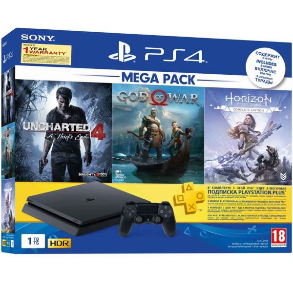 Стационарная игровая приставка Sony PlayStation 4 Slim 1TB Black Horizon Zero Dawn CE + Detroit + The Last of Us