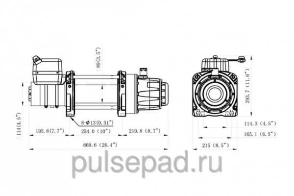 Лебедка KINGONE WINCH HEAVY DUTY TDS-16.5 12V. 7,4т