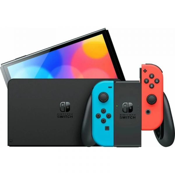 Портативная игровая приставка Nintendo Switch OLED with Neon Blue and Neon Red Joy-Con
