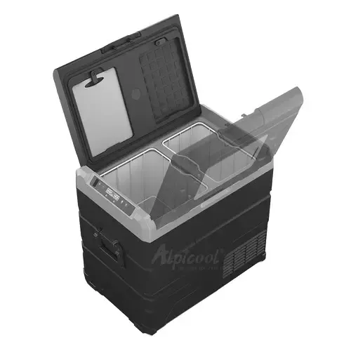 Компресорний автохолодильник Alpicool TW55. Двокамерний. Охолодження до -20℃, живлення 12, 24, 220 вольт.