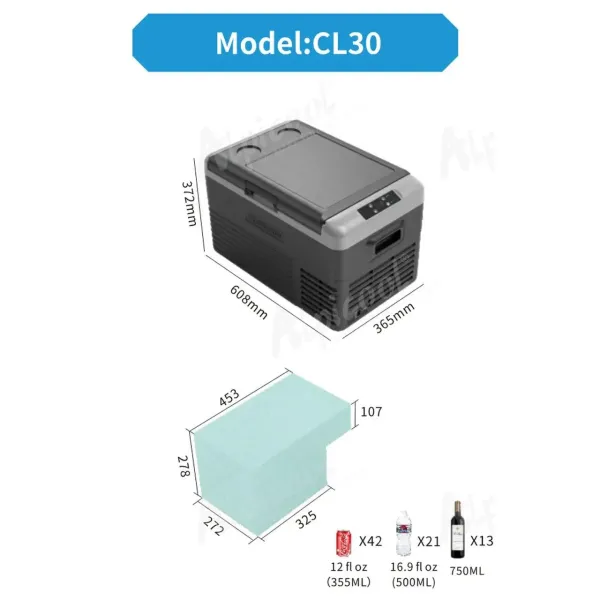 Компресорний автохолодильник Alpicool CL30G (29 літрів, LG Compressor). До -20℃, (12, 24, 220 вольт)