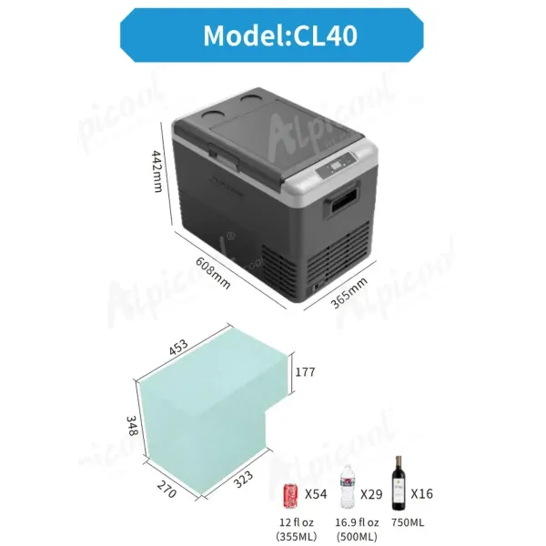 Компресорний автохолодильник Alpicool CL40G (37 літрів, LG Compressor). До -20℃, (12, 24, 220 вольт)