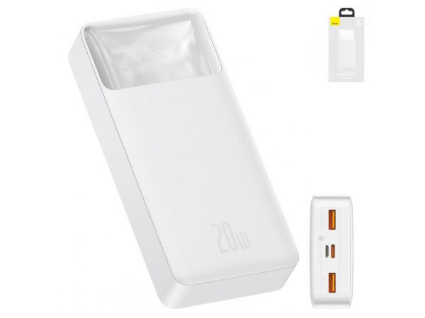 Внешний аккумулятор (павербанк) Baseus Bipow Digital Display Powerbank 20000mAh 20W White (PPDML-M02)