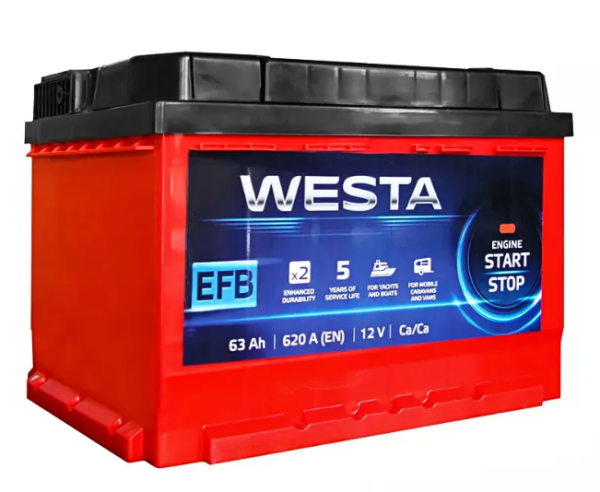 Автомобільний акумулятор EFB, Start-Stop Westa 6CT-63 АзЕ RED EFB (WEFB630)