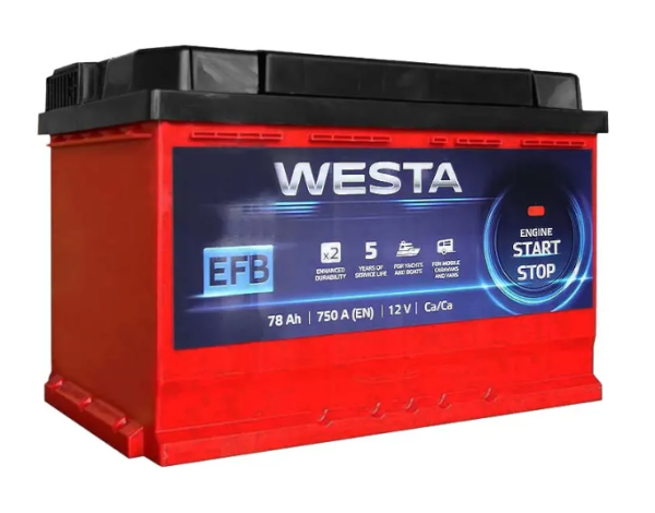 Автомобільний акумулятор EFB Westa 6CT-78 АзЕ RED EFB Start-Stop (WEFB780)